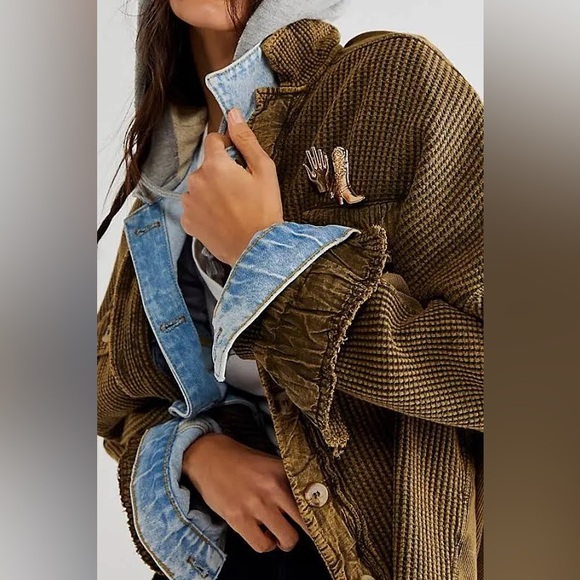 FP One Scout Slouchy Waffle Button Up Shirt Jacket - Shacket Size Medium - Picture 10 of 10